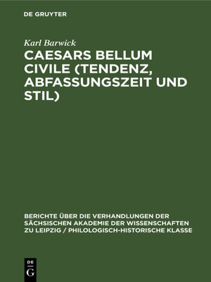 cover image of Caesars Bellum civile (Tendenz, Abfassungszeit und Stil)